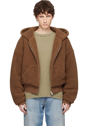 ERL Brown Terry Fleece Zipped Hoodie