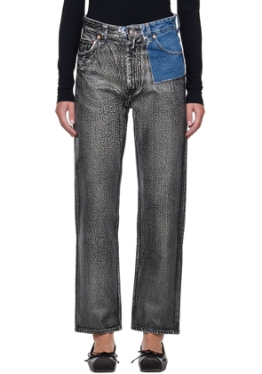MM6 Maison Margiela Black & Blue Coated Jeans