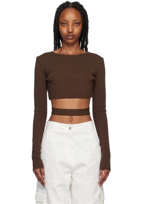ANDREĀDAMO Brown Cutout Long Sleeve T-Shirt
