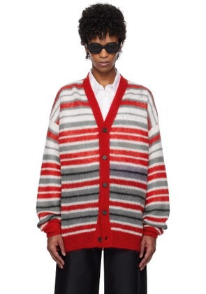 Marni Red & Gray Fuzzy Wuzzy Cardigan
