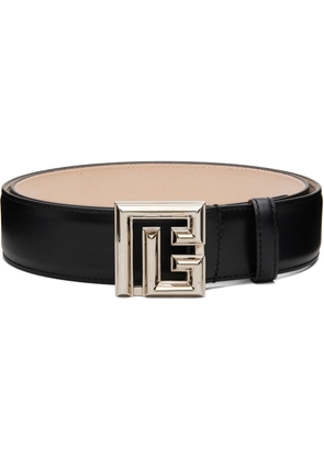 Balmain Black Leather P Belt
