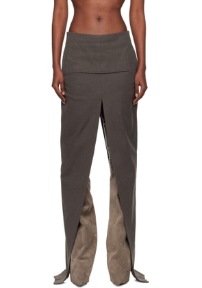 Rick Owens Brown Concordians Sliced Maxi Skirt