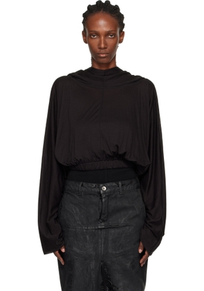 Rick Owens Black Concordians Cropped Tunic Hoodie
