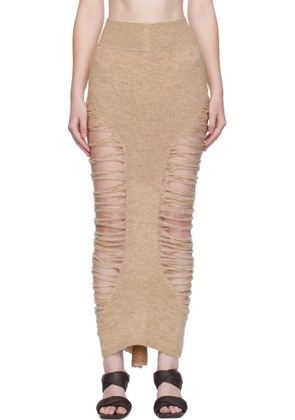 Rick Owens Beige Concordians Calf Dauphine Midi Skirt
