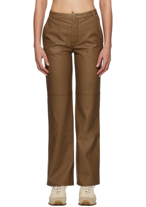 OPEN YY Brown Straight-Leg Faux-Leather Trousers