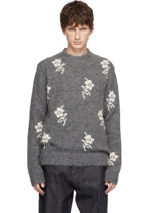 Jil Sander Gray Wool Blend Crew-Neck Sweater