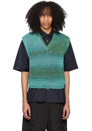 WOOYOUNGMI Green & Blue Gradient Stripe Vest