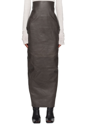 Rick Owens Gray Concordians Dirt Pillar Leather Maxi Skirt