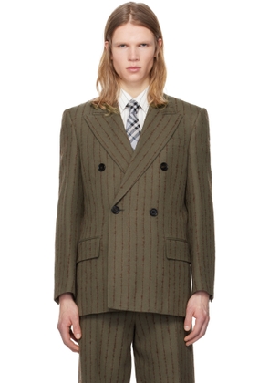 Burberry Brown & Red Tailored Double-Breasted Blazer