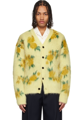 Jil Sander Yellow Wool Blend V-Neck Cardigan