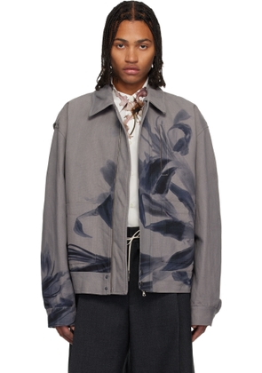 Dries Van Noten Gray Floral Jacket