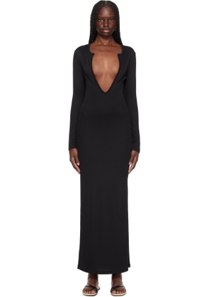 Christopher Esber Black Concave Long Sleeve Rib Maxi Dress