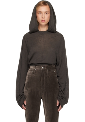 Rick Owens Gray Concordians Cropped Tunic Hoodie