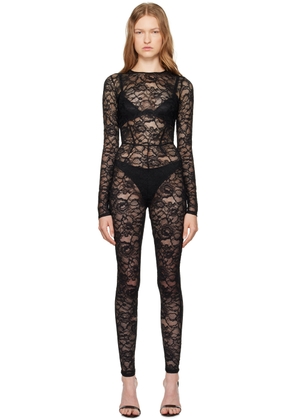 Fleur du Mal Black Lace Jumpsuit