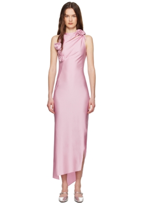 Coperni Pink Asymmetric Flower Maxi Dress