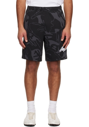 AAPE by A Bathing Ape Black 'AAPENOW' Moonface Logo Camo Sweat Shorts