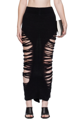Rick Owens Black Concordians Calf Dauphine Midi Skirt