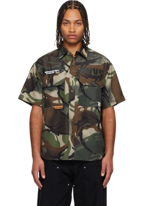 AAPE by A Bathing Ape Khaki 'AAPEUNVS' Moonface Logo Cargo Shirt