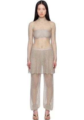 ALAÏA Silver Mesh Knit Midi Dress