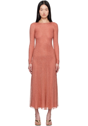 ALAÏA Pink Mesh Knit Maxi Dress