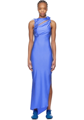Coperni Blue Asymmetric Flower Maxi Dress