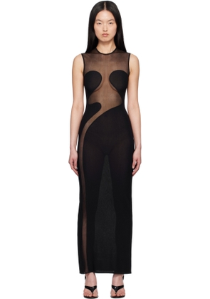 ALAÏA Black Knit Molded Bodycon Maxi Dress