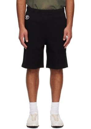 AAPE by A Bathing Ape Black 'AAPEUNVS' Moonface Logo Sweat Shorts