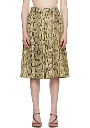 Dries Van Noten Beige Belted Midi Skirt