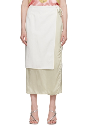 Dries Van Noten Off-White Wrap Denim Midi Skirt