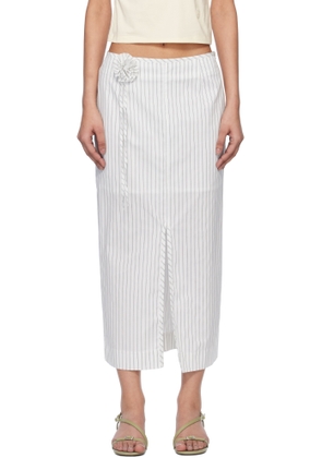Kijun White Stripe Corsage Maxi Skirt