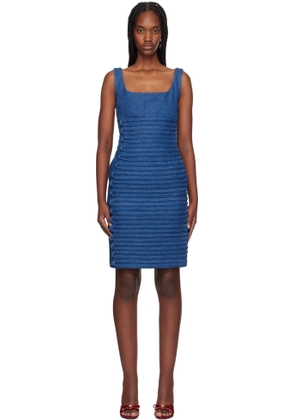 Versace Blue Scoop-Neck Fitted Denim Minidress