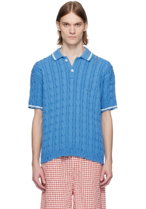 Marni Blue Dishevelled Cable Polo