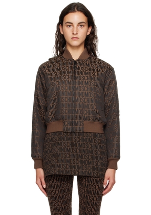 Moschino Brown Zip Bomber Jacket