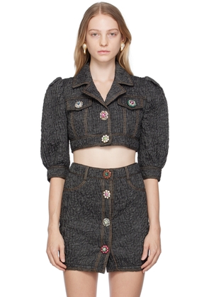 Moschino Black Crystal-Cut Denim Jacket