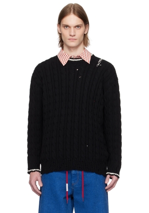Marni Black Dishevelled Cable Sweater