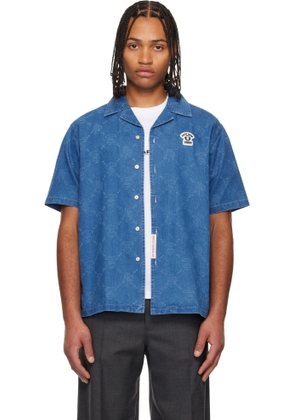 AAPE by A Bathing Ape Blue 'AAPENOW' Moonface Monogram Denim Shirt
