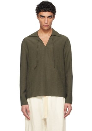COMMAS Khaki Tie Collar Resort Shirt