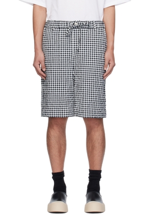 Marni Black & White Gingham Seersucker Drawstring Shorts