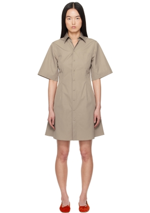 AMI Paris Taupe Cotton Short Sleeve Shirt Minidress