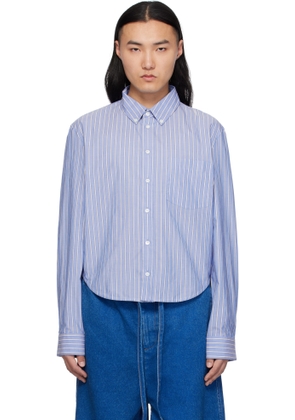 Marni Blue & Off-White Poplin Stripe Long Sleeve Shirt