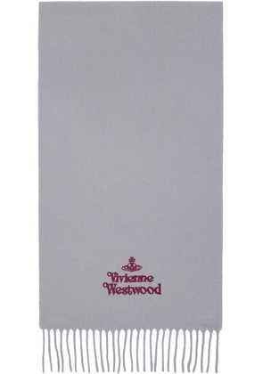 Vivienne Westwood Gray Embroidered Scarf