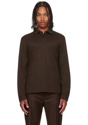 Ferragamo Brown Long Sleeve Polo