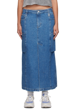 WOOYOUNGMI Blue Pocket Denim Maxi Skirt