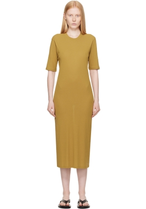 AMI Paris Khaki Cotton Short Sleeve Maxi Dress