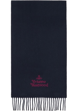 Vivienne Westwood Navy Embroidered Scarf