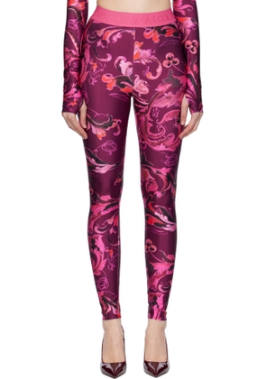 Versace Jeans Couture Pink & Purple Lycra Barocco Leggings