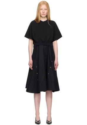 3.1 Phillip Lim Black Short Sleeve French Terry Combo Midi Dress