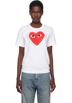 COMME des GARÇONS PLAY White Stud Print Red Heart T-shirt