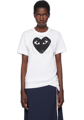 COMME des GARÇONS PLAY White Stud Print Black Heart T-shirt