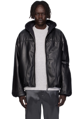 HELIOT EMIL Black Paralax Reversible Leather Jacket